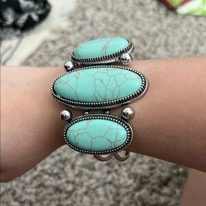 Plunder Turquoise and Silver Statement Bracelet